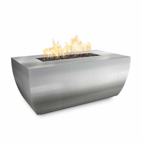 The Outdoor Plus 60 Rectangular Avalon Fire Pit - Stainless Steel - Plug & Play Electronic Ignition - Liquid Propane OPT-AVLSS6024EKIT-LP